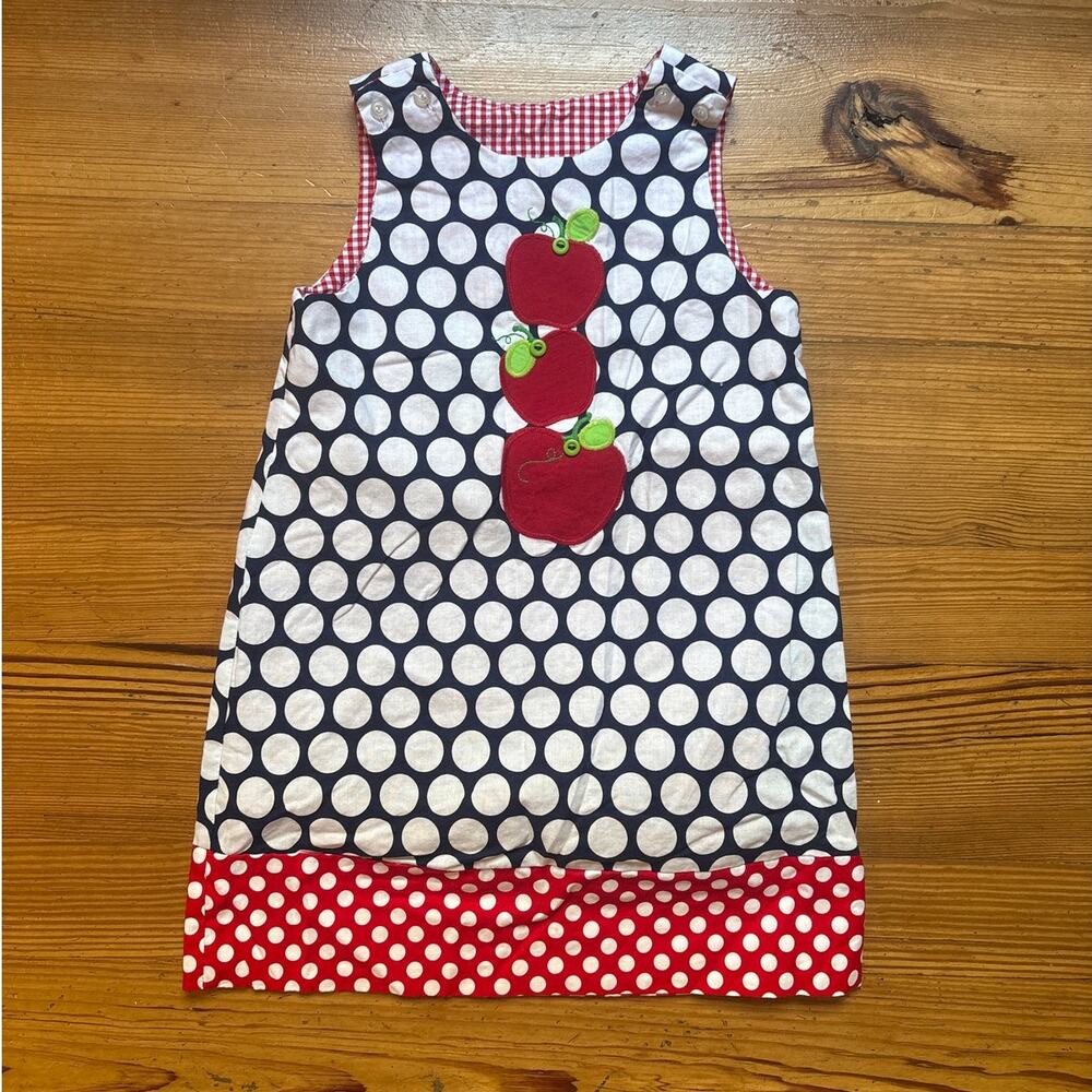 The Bailey Boys blue polkadot apple snowman reversible tank dress SIZE 6‎